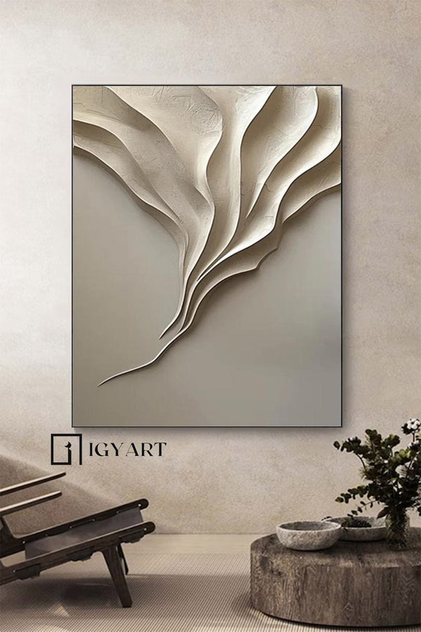 Beige grey wood carving wall art Beige grey Sculptured art Vertical wood carving wall art 