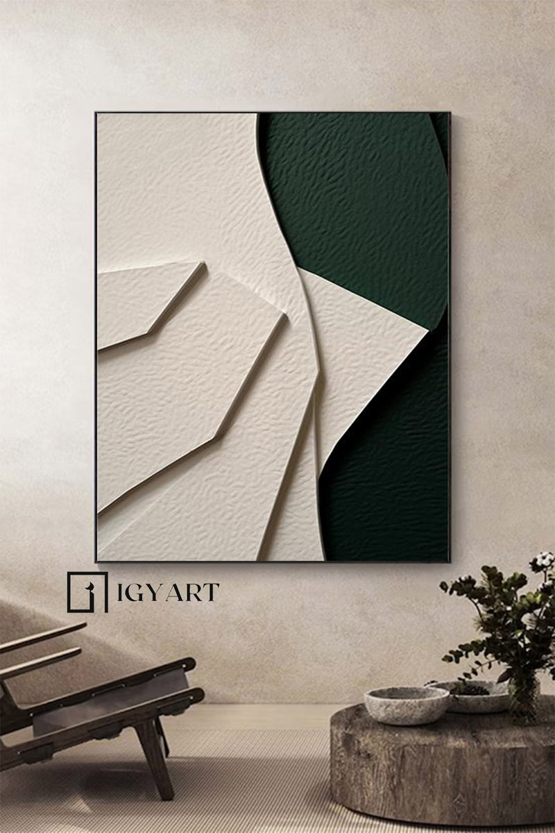 Green Sculptured art Painting Wood carving wall art Green Textured Wall art Customized colors