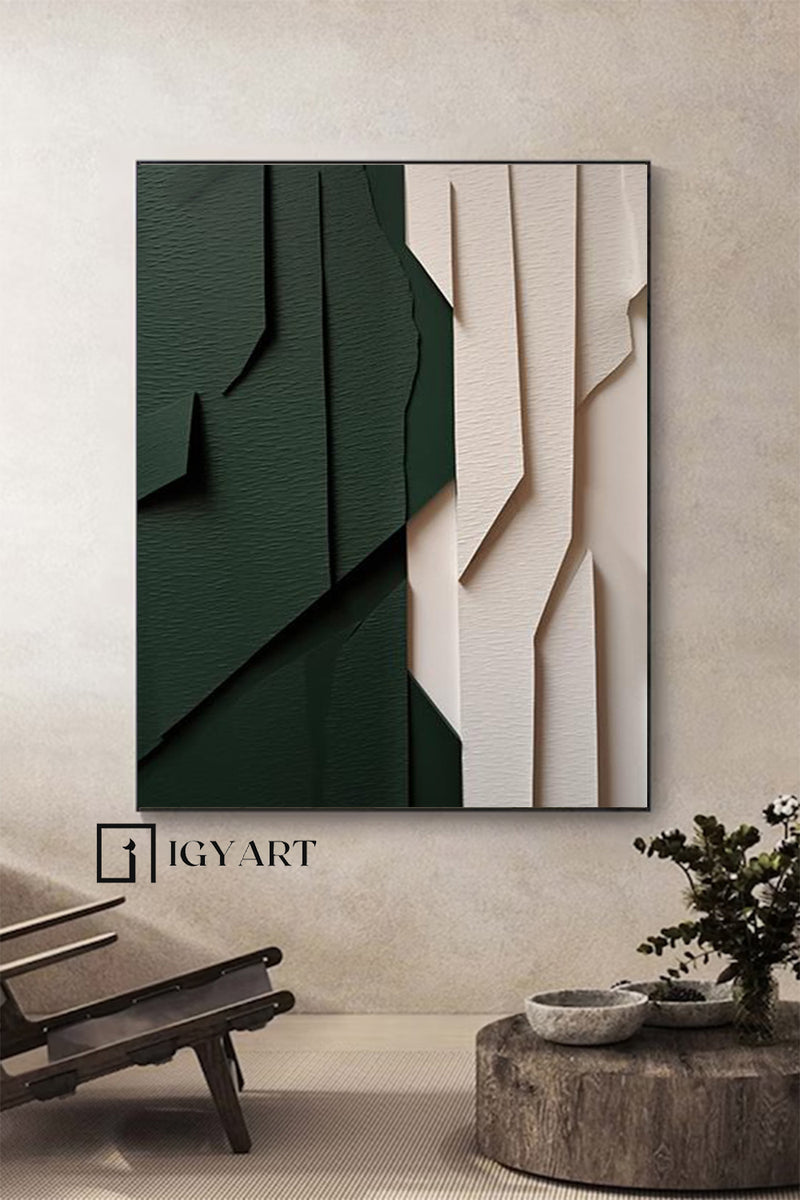 Green Sculptured art Painting Wood carving wall art Green Textured Wall art Customized colors