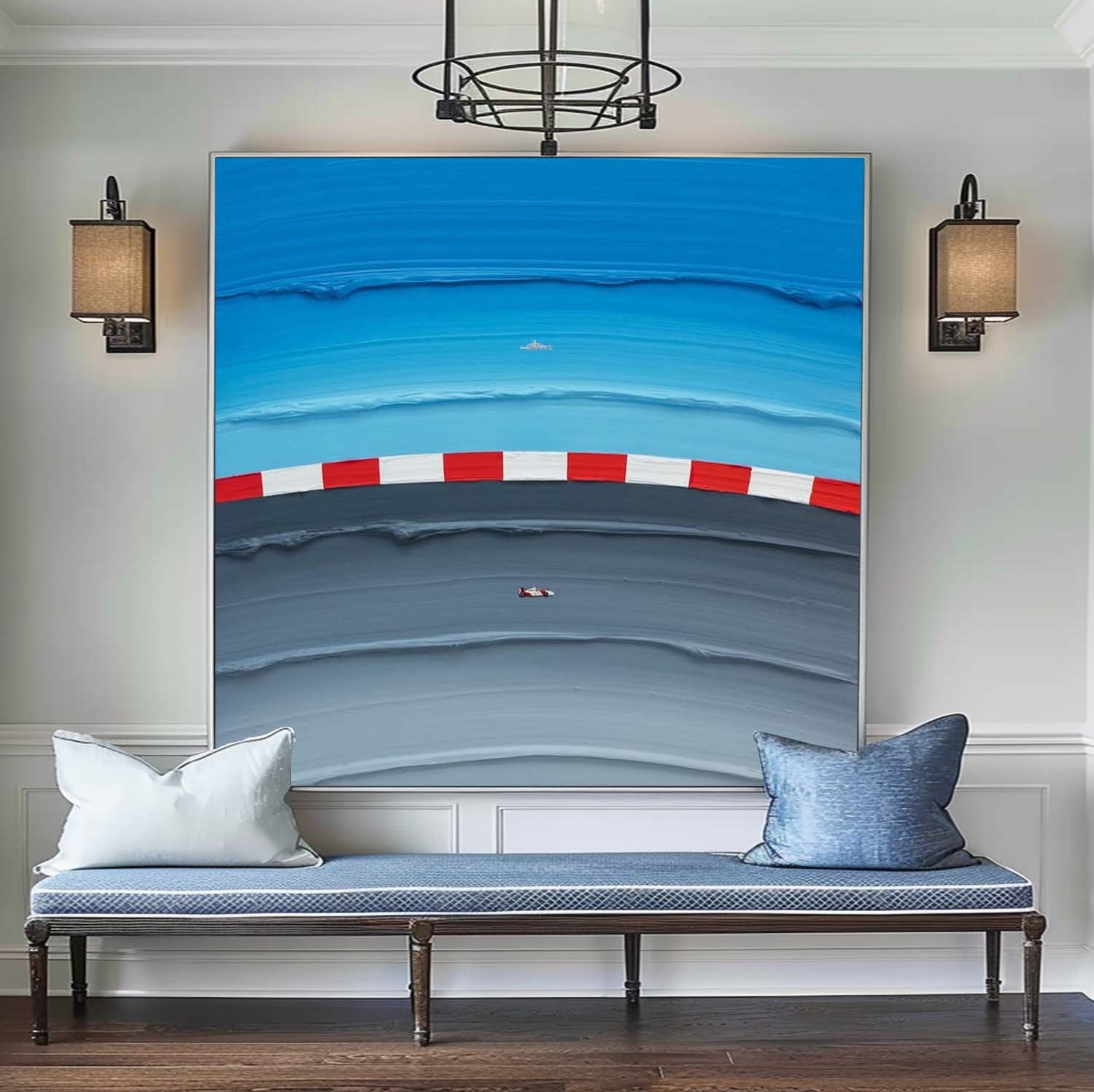 Large Blue textured Abstract Painting Blue Surf Painting Holiday leisure painting Blue Sailing art Blue surfing painting