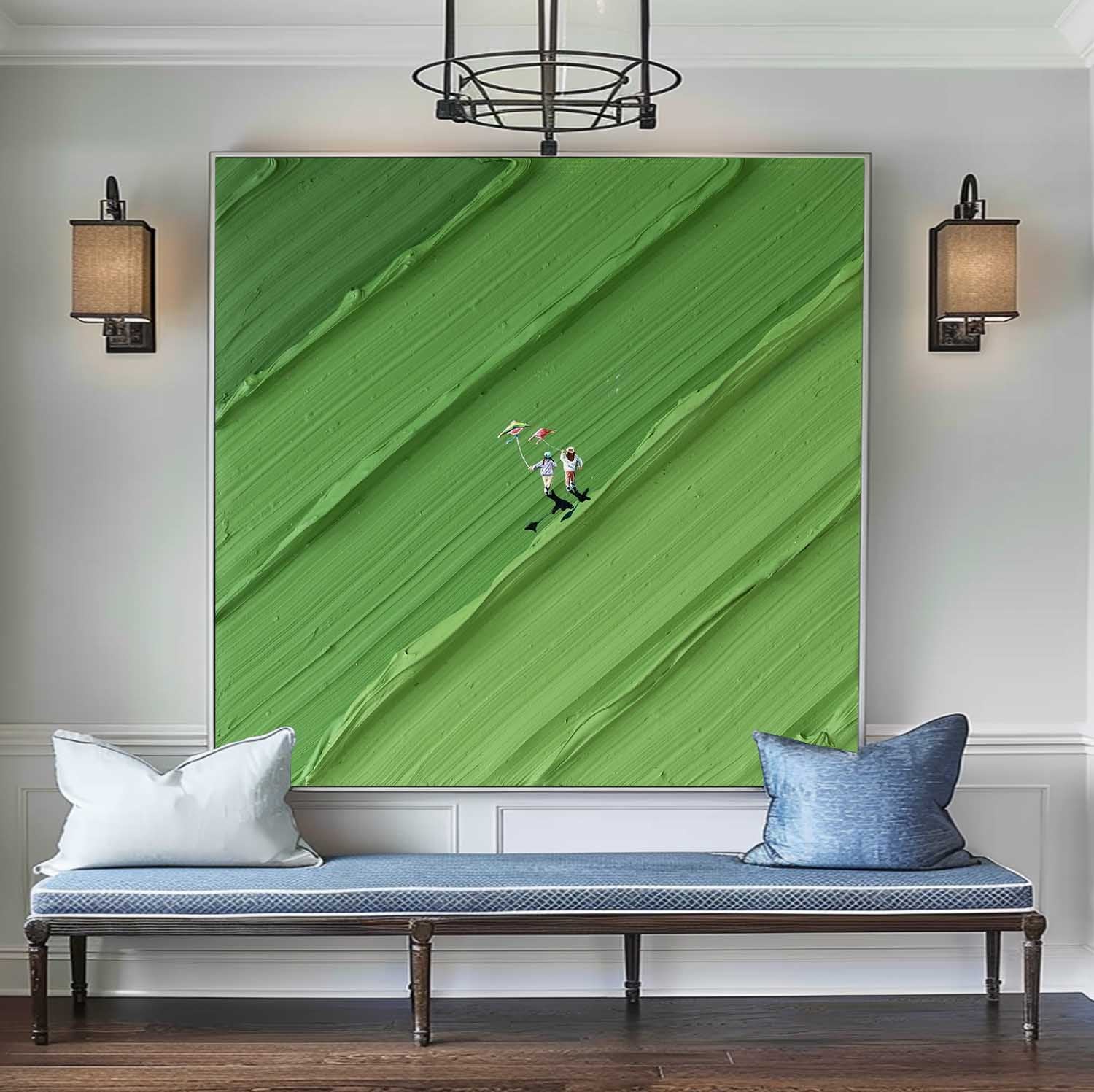 Green Textured Wall Art Green Abstract Painting Green 3D Texture Painting Green Abstract Art Green Minimalist Painting
