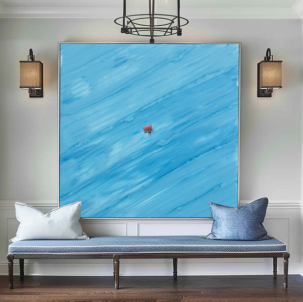 Blue swimming painting Large Blue textured Abstract Painting Blue Modern Abstract Art holiday leisure painting