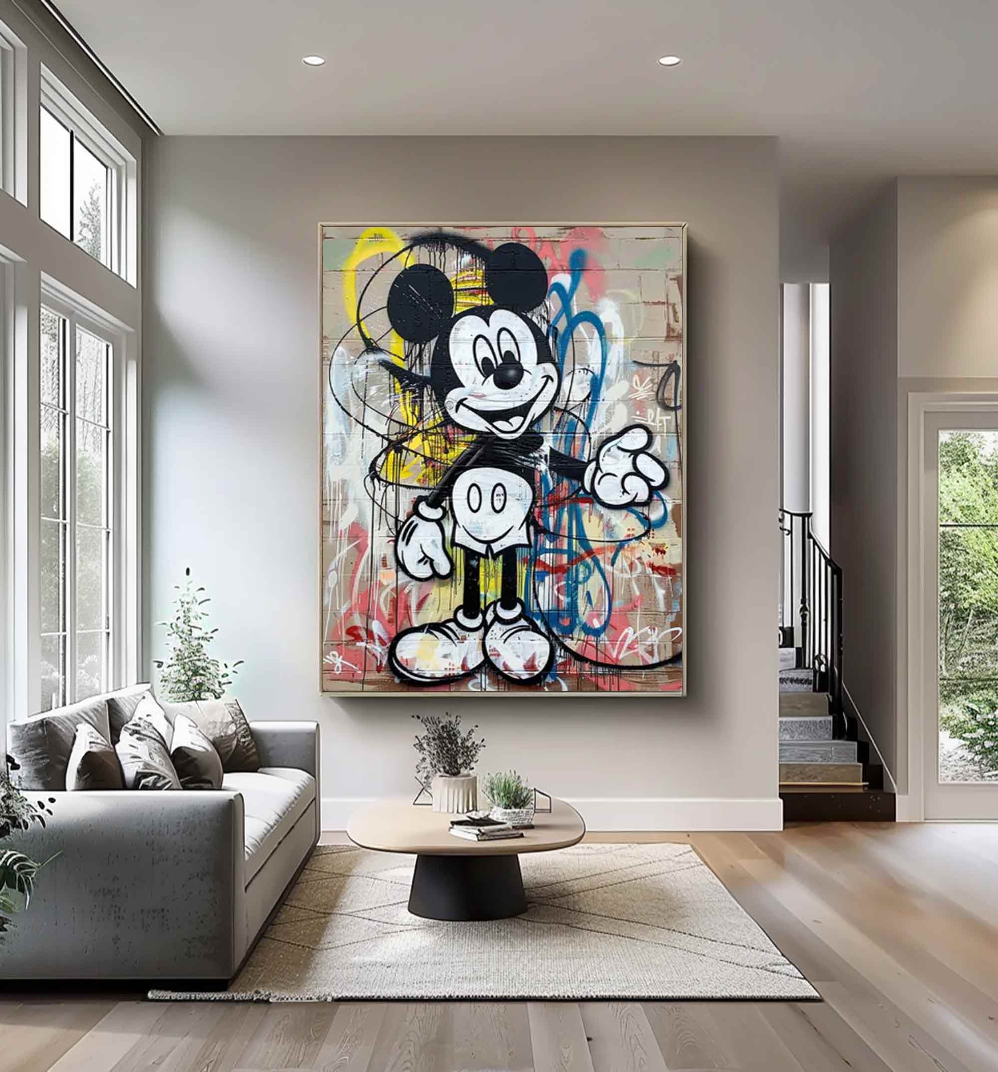 street art style graffiti cartoon Mickey Mouse Graffiti painting