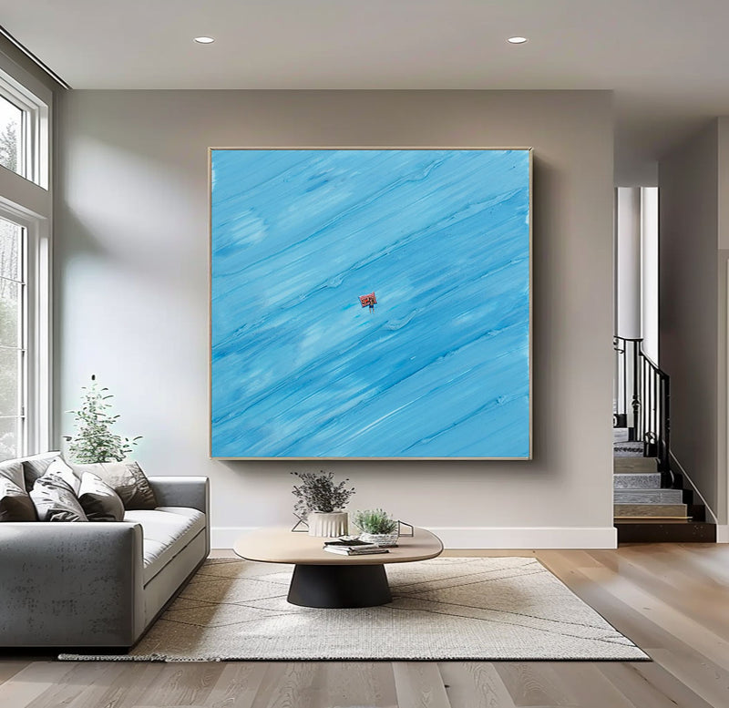 Blue swimming painting Large Blue textured Abstract Painting Blue Modern Abstract Art holiday leisure painting