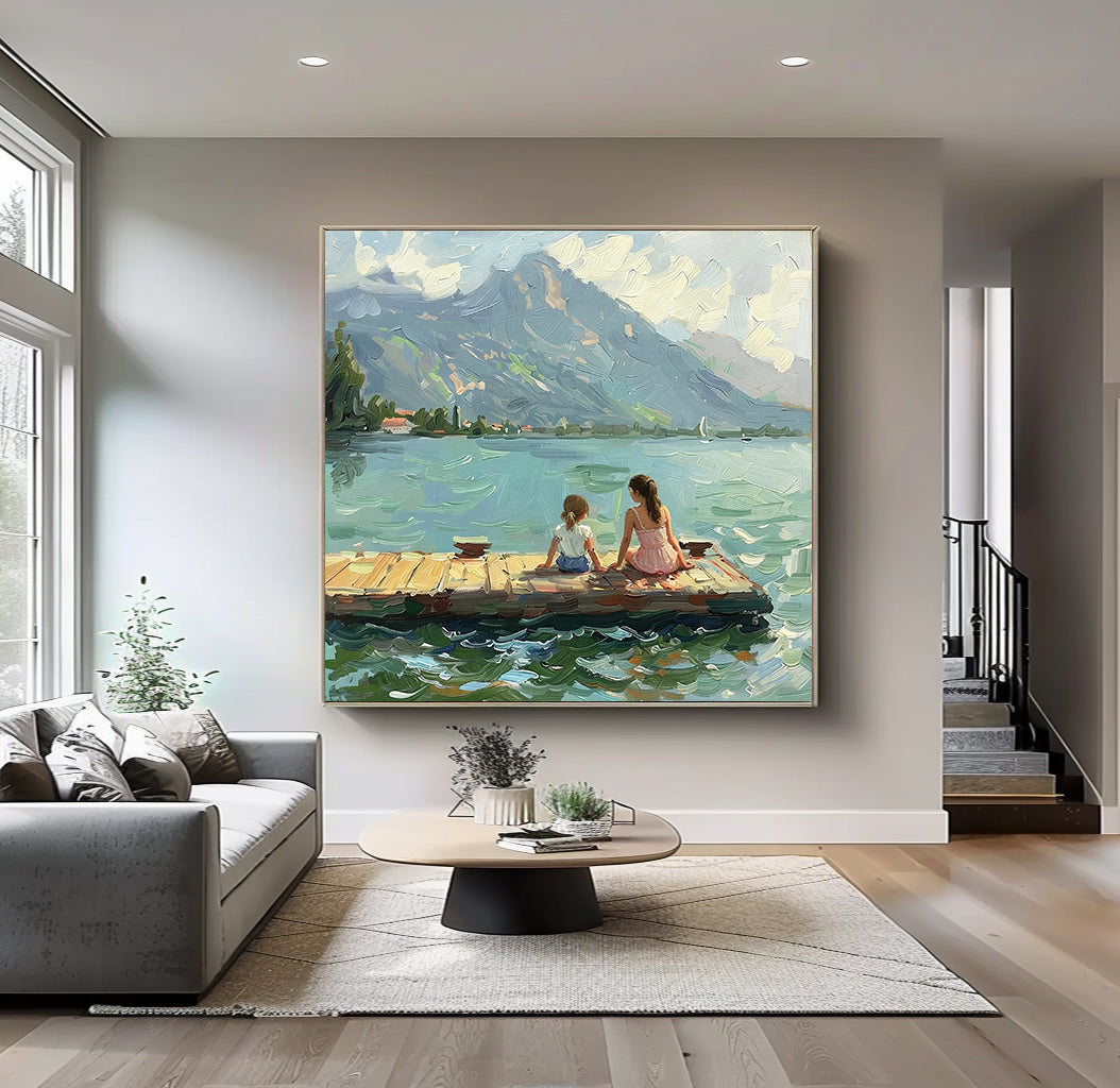 large Green Hand-painted oil painting Custom Nursery wall art girl from photo