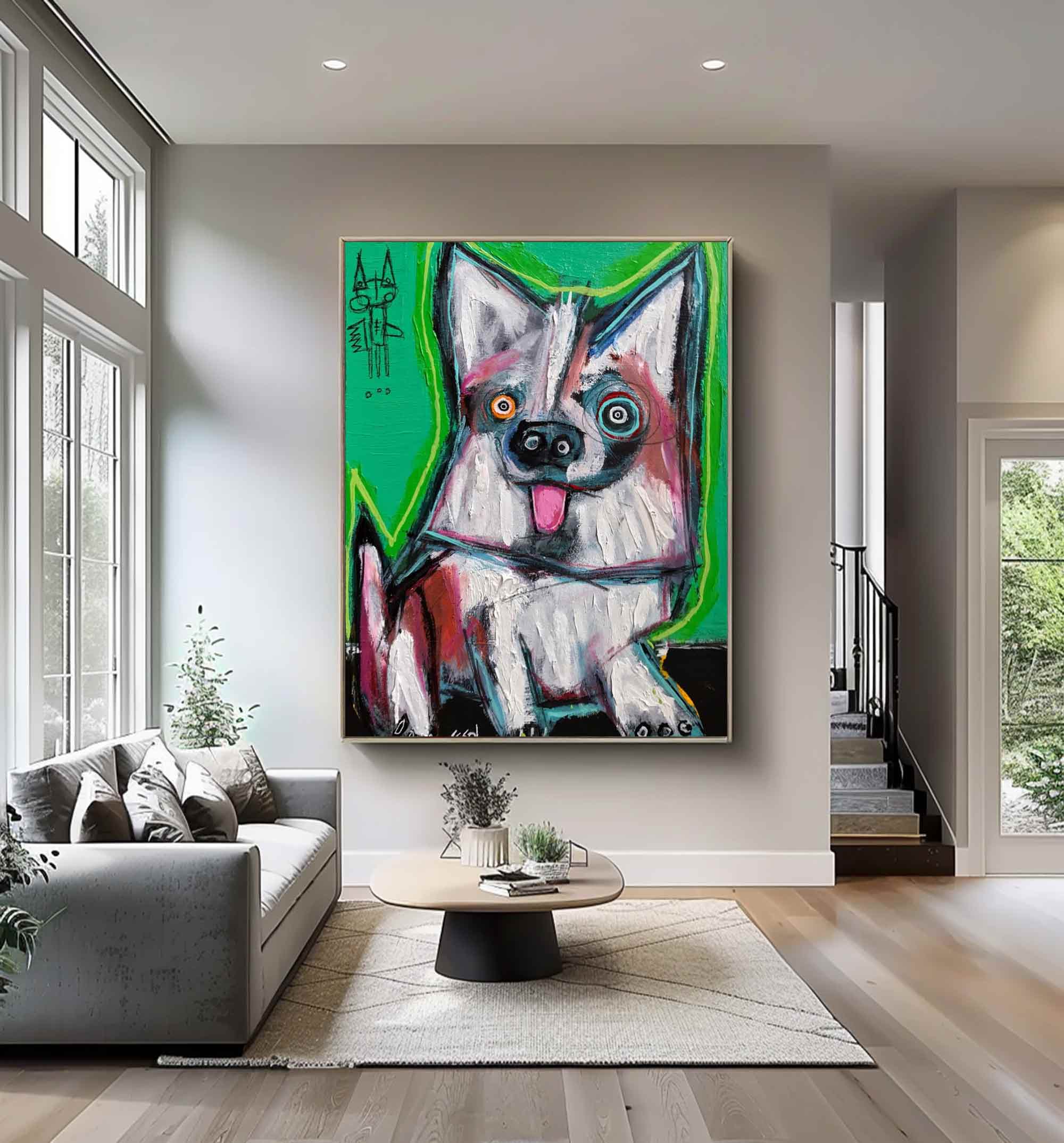 Modern Pop Art Colorful Pop Art Dog Canvas Street Graffiti Dog Art