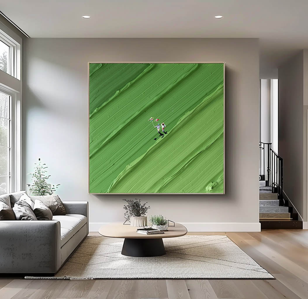 Green Textured Wall Art Green Abstract Painting Green 3D Texture Painting Green Abstract Art Green Minimalist Painting