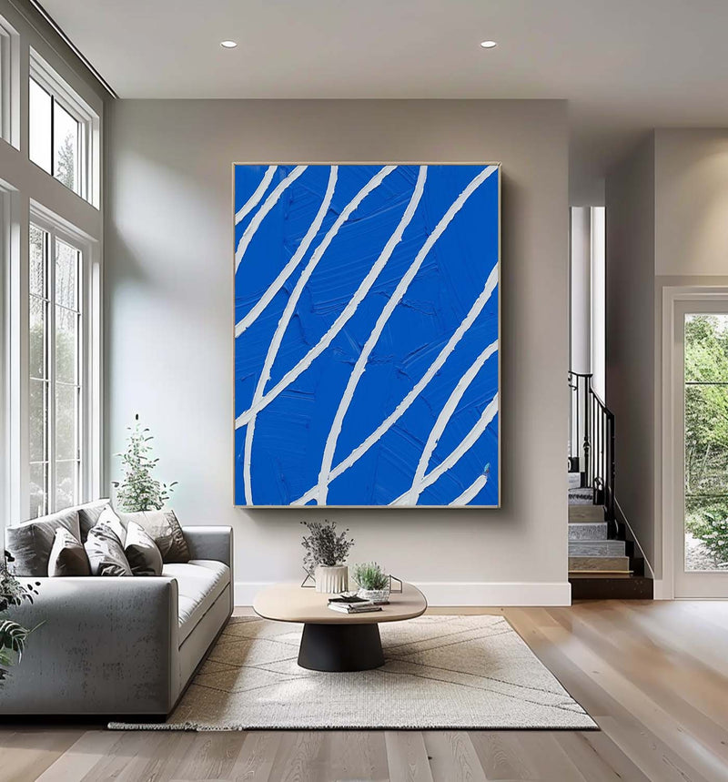 Large Blue abstract painting blue minimalist painting Blue texture wall art Large Blue Wall Art 