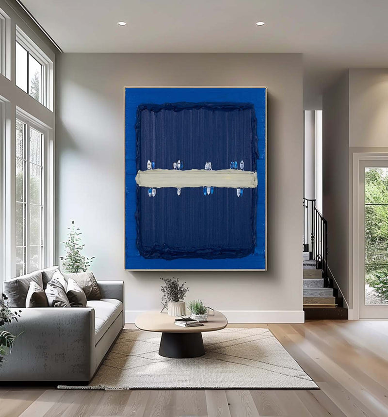 Large Blue abstract painting blue minimalist painting Blue texture wall art Large Blue Wall Art 