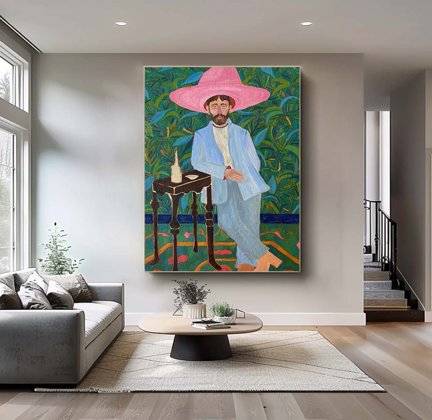 Figure abstract painting Red hat figure painting red hat figure abstract painting figure art 