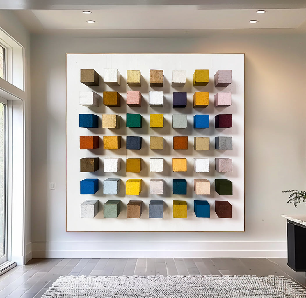 3D Wood Textured Wall Decor Colorful wooden wall art Colorful painting