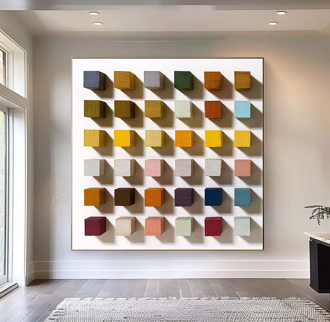 Mosaic texture art 3D Wood Textured Wall Decor Colorful wooden wall art