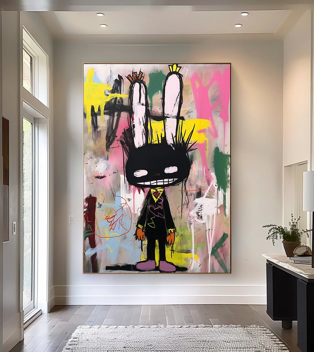 Pop art colorful modern joint graffiti art, rabbit abstract painting