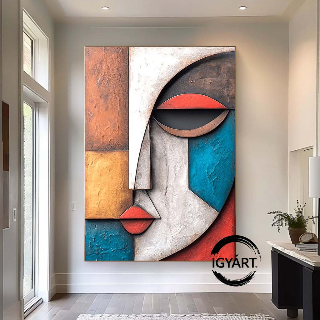 Wood carving wall art Wooden wall decor Art face 3D Textured Wall Decor