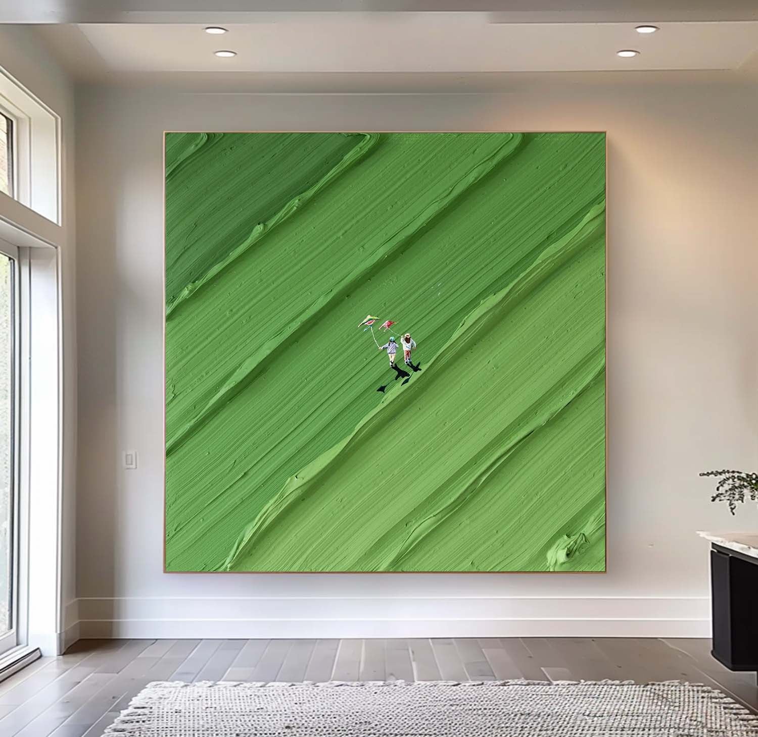 Green Textured Wall Art Green Abstract Painting Green 3D Texture Painting Green Abstract Art Green Minimalist Painting