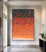 Wood Collage Wall Art decor orange color Sculptured Textured Wall Art 