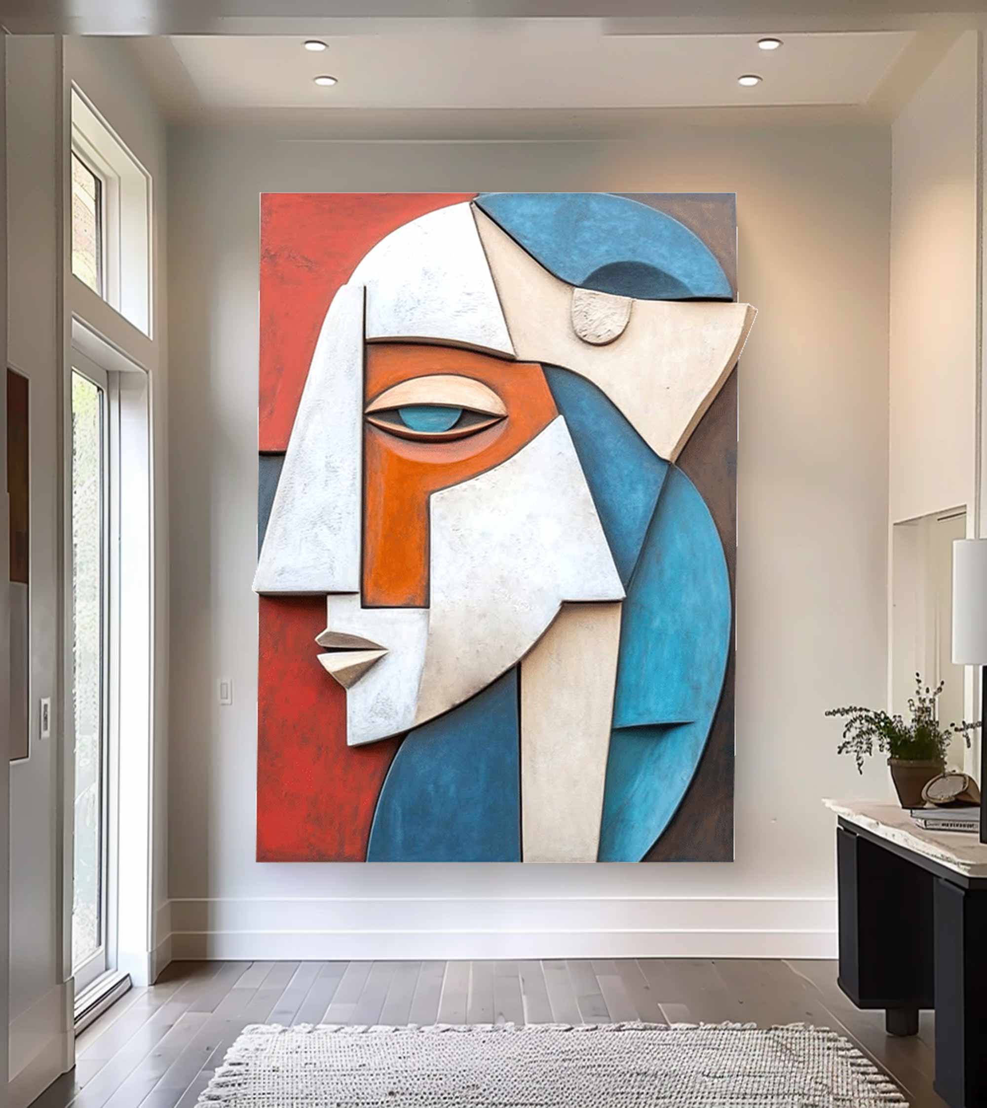 face 3D Textured Wall Decor Wood carving wall art Wooden wall decor Art