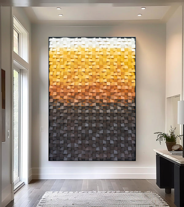 Gold Wood Collage Wall Art decor Gold Sculptured Textured Wall Art 