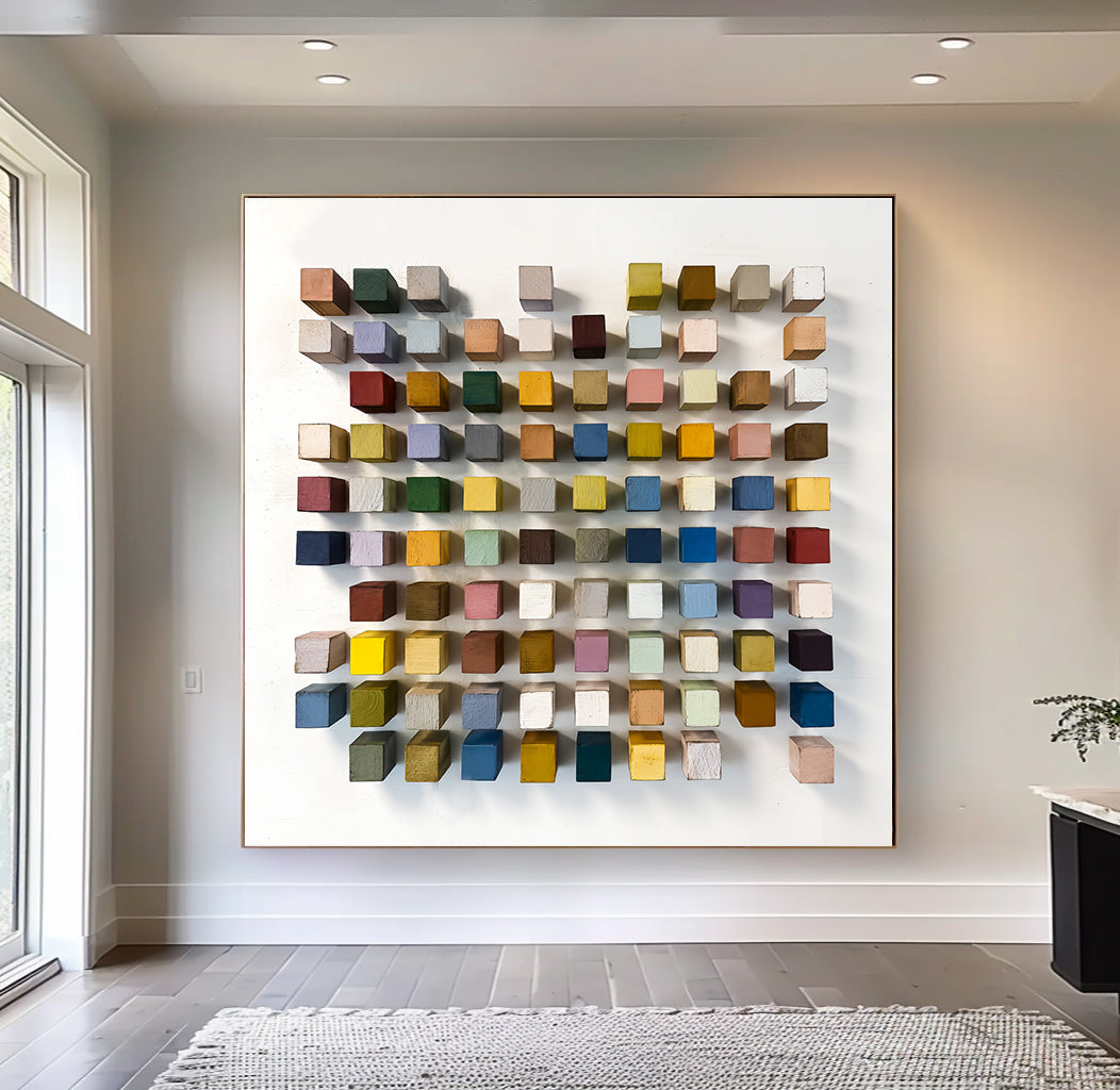 3D Wood Textured Wall Decor Colorful wooden wall art Colorful painting