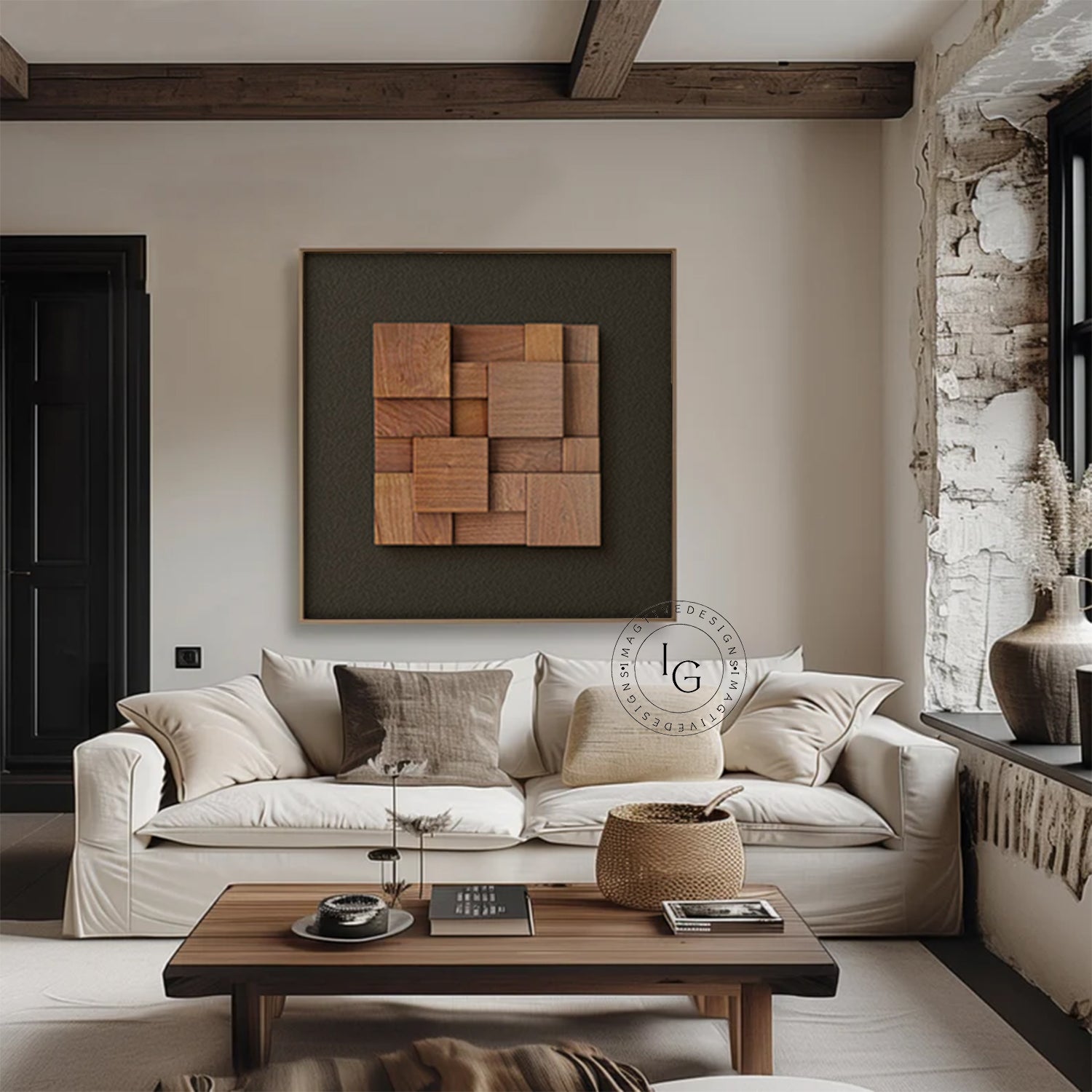 Wood collage decor painting, wood wall painting 3D Textured Wall Art