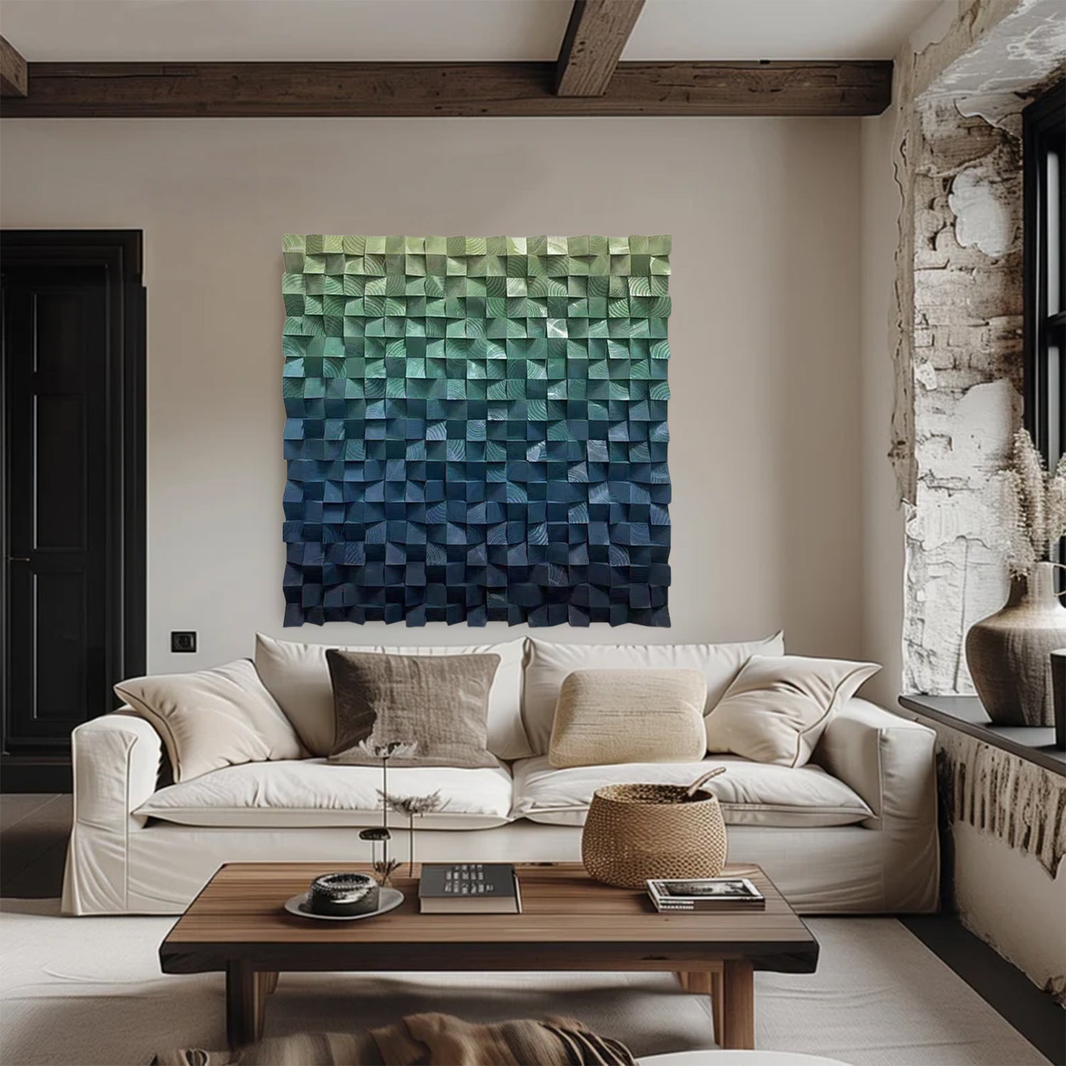 Wood wall Decor Wood Block Art Geometric Wood Art Sculptured art