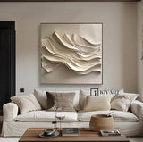 Wood carving wall art Beige Sculptured art 3D Textured Wall Decor 