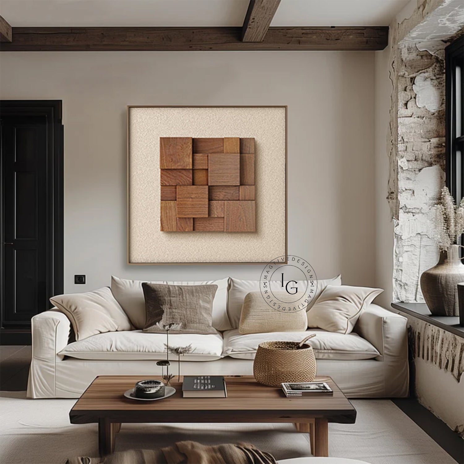 Wood collage decor painting, wood wall painting 3D Textured Wall Art