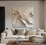 Wood carving wall art Beige Sculptured art 3D Textured Wall Decor 