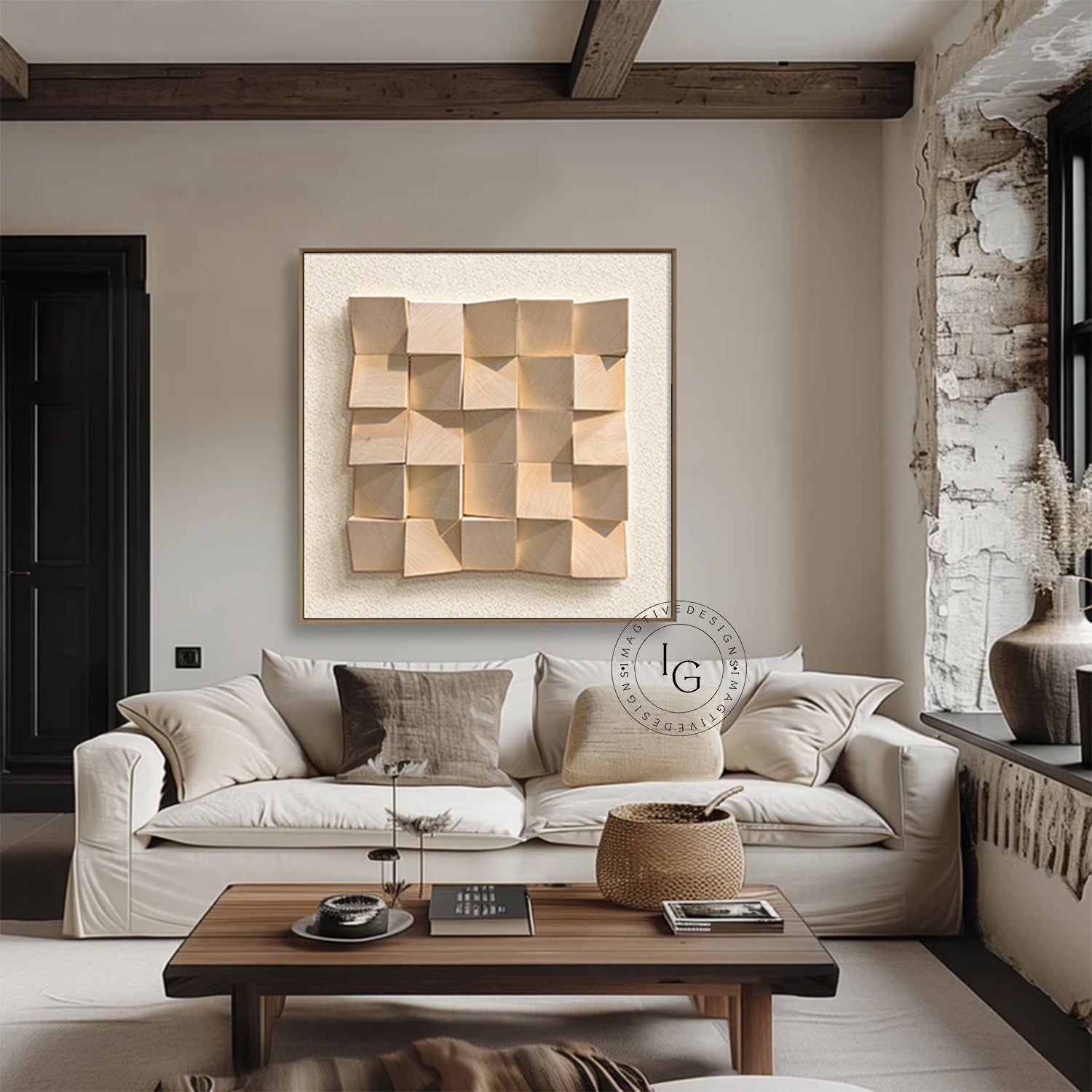 Original wood color wood wall Textured Art Wood collage decor painting