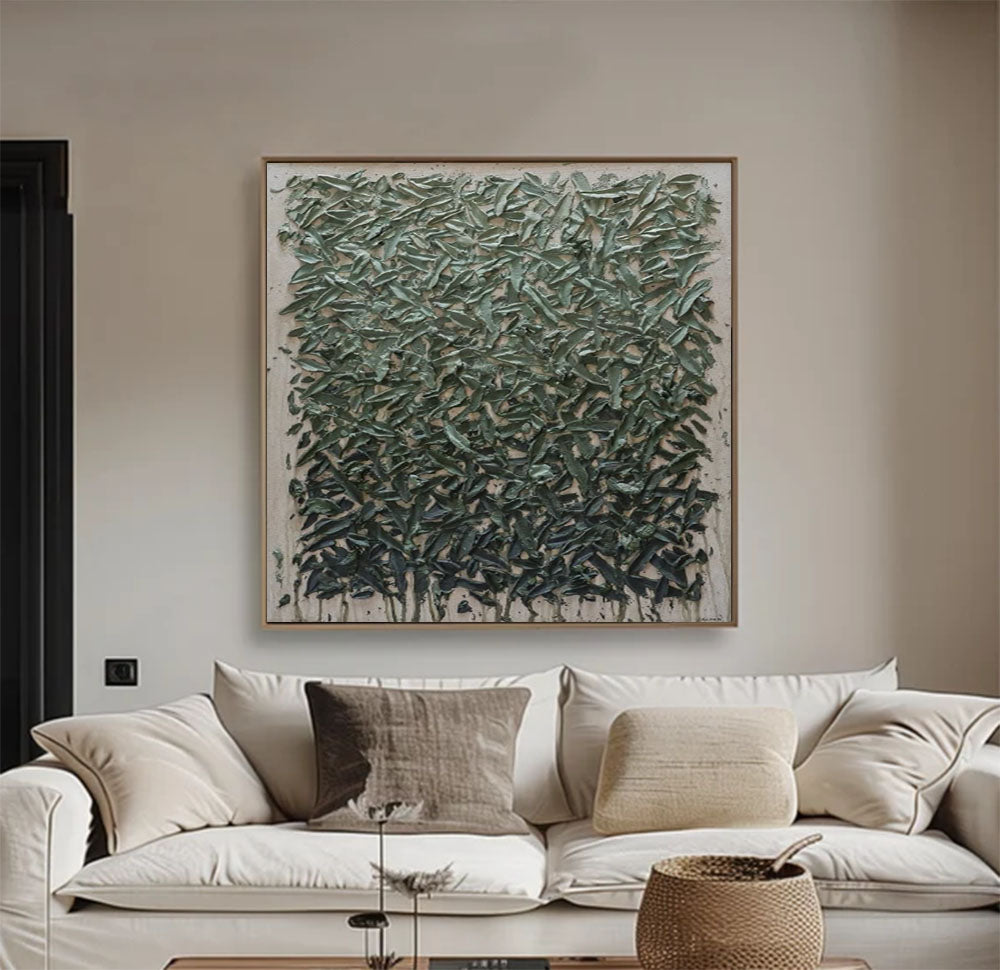 Large green abstract painting Green texture wall art green painting 