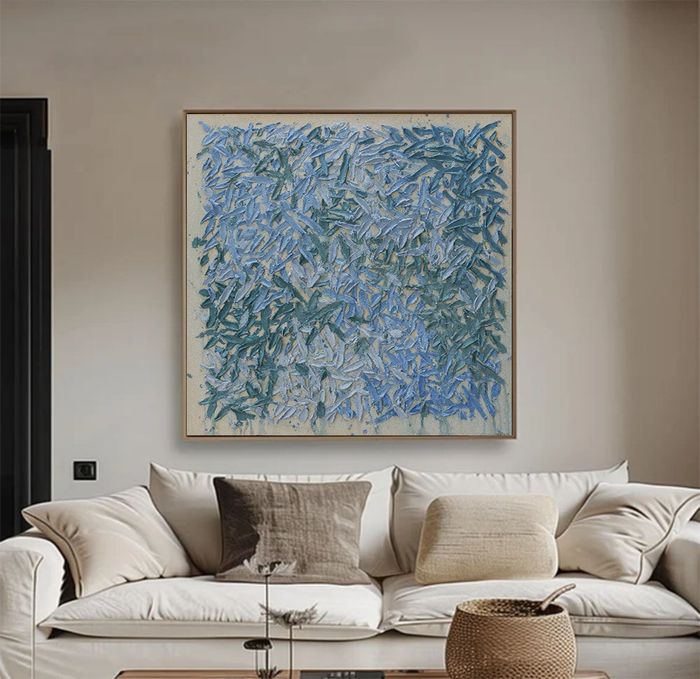 Large Blue abstract painting Blue texture wall art Blue Abstract Art