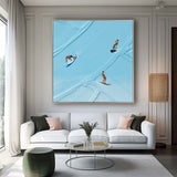 Blue Surf Painting Large Blue textured Abstract Painting Blue swimming painting holiday leisure painting