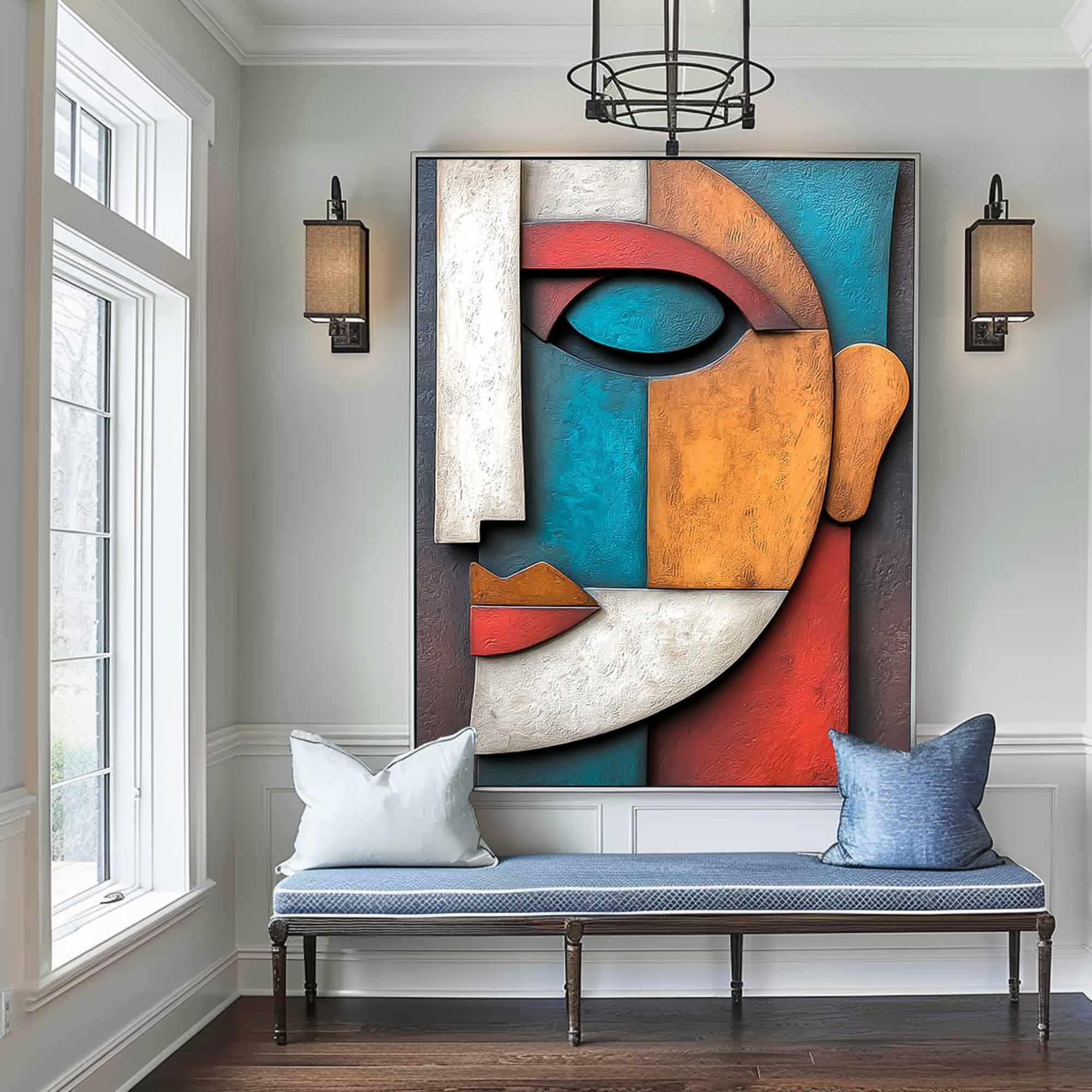 Face 3D Textured Wall Decor Face Sculptured art Painting Textured art 