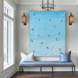 Large Blue surfing painting Wall Art Blue Minimalist Abstract Painting Light Blue surfing Abstract painting