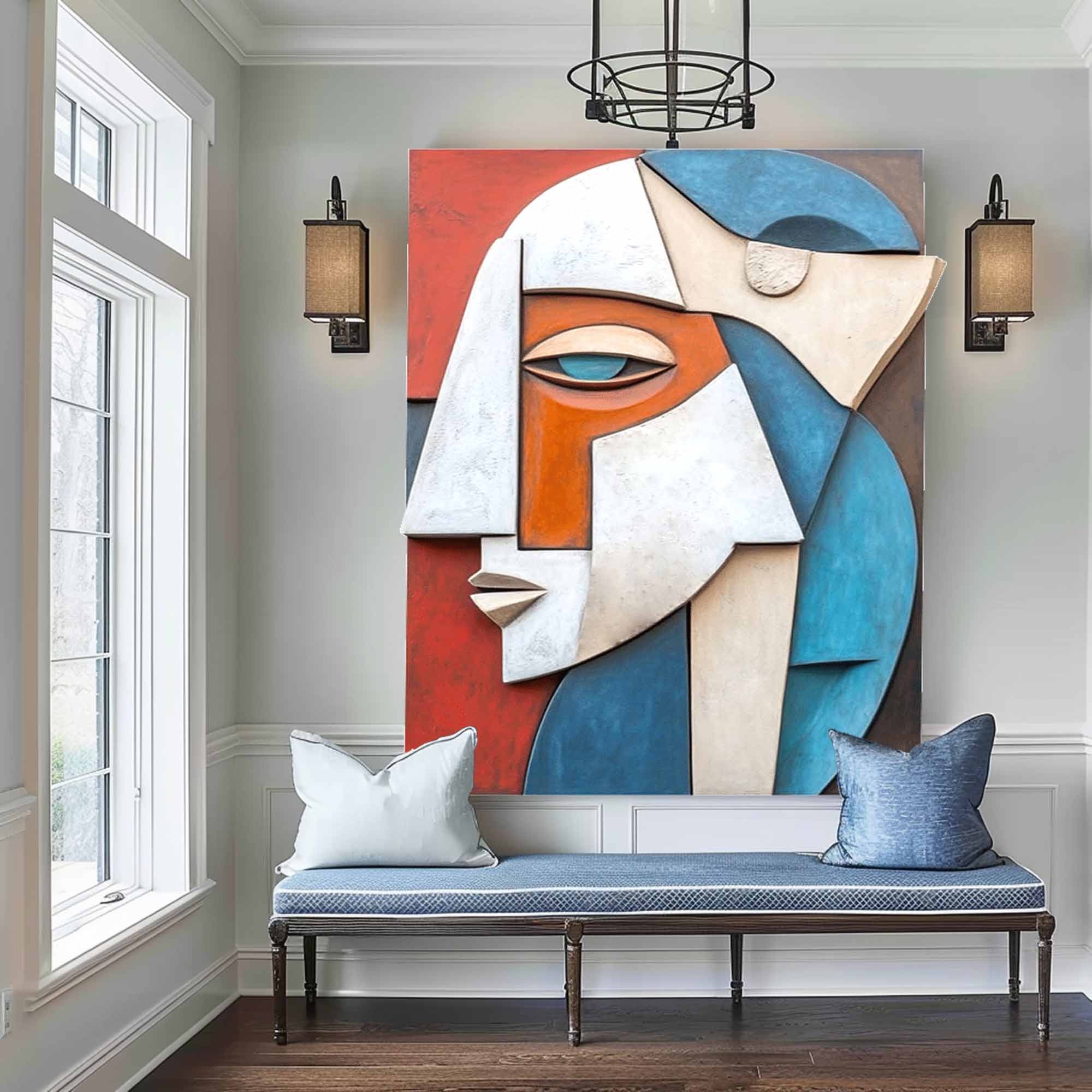 face 3D Textured Wall Decor Wood carving wall art Wooden wall decor Art