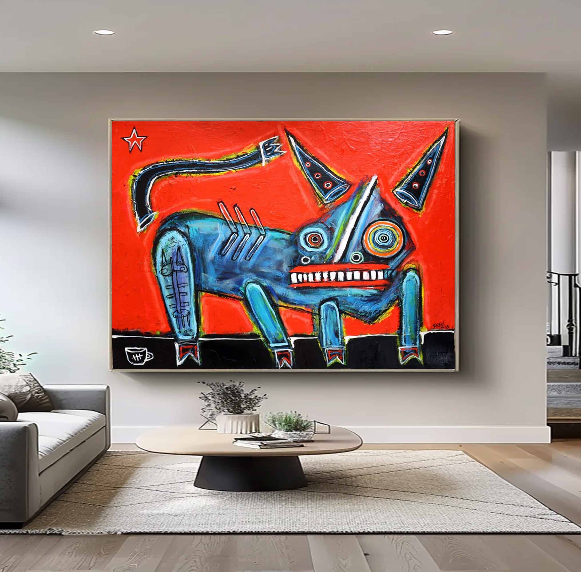 Red Pop Art Modern Graffiti Style Art Red Street Graffiti painting