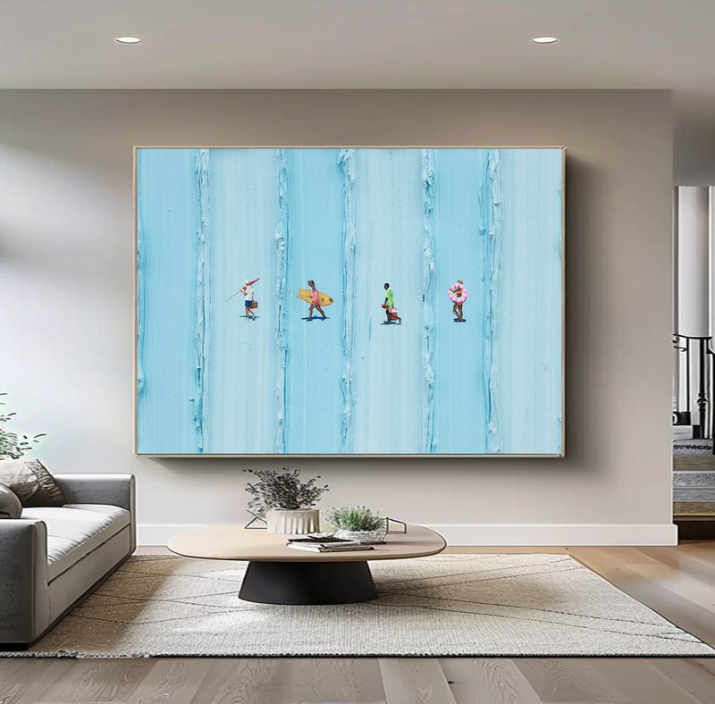 Large blue abstract art Abstract Blue Wall Art Pure Blue Oil Painting on Canvas Modern Abstract Painting Blue Texture Art