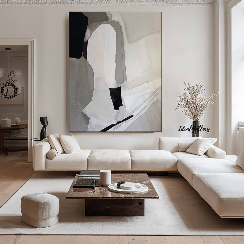 Beige canvas wall art Beige Minimalist Painting Beige Abstract art Beige and White wall Decor