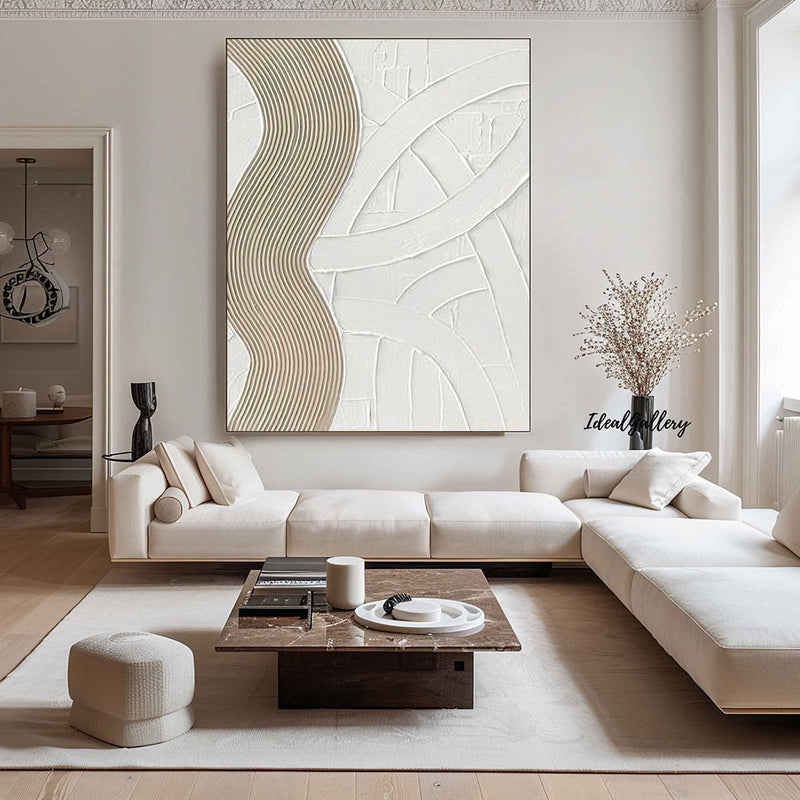 Large Beige white Wall Art Beige white Minimalist Art white Beige Canvas Art Large Beige Abstract Art