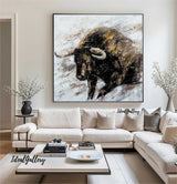 Wall Street Bull painting Bull Abstract Painting on Canvas Animal Painting Bull wall art Hand-painted Bull painting