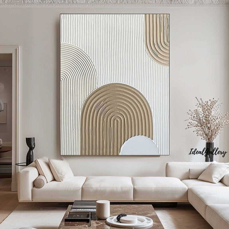 Large Beige Wall Art Beige  white Minimalist Art  white Beige Canvas Art Large Beige Abstract Art