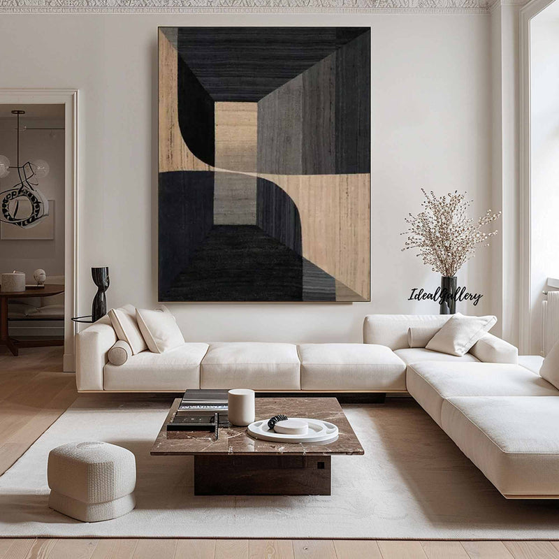 Black Textured Painting Black Minimalist Painting Large Black Abstract Painting Black wall art Black Abstract art