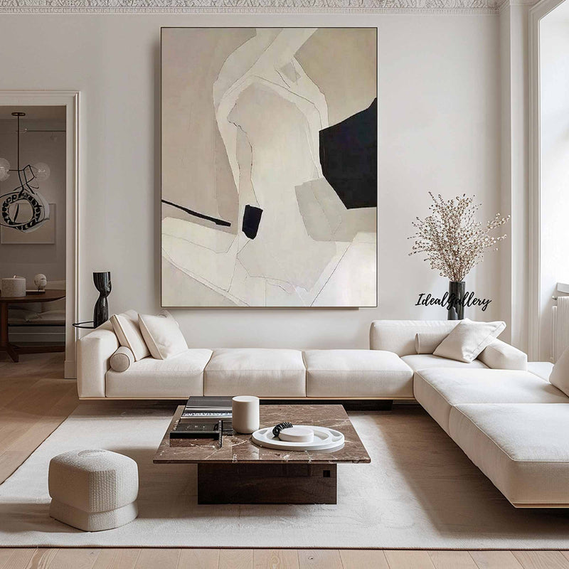 Beige canvas wall art Beige Minimalist Painting Beige Abstract art Beige wall Decor