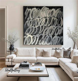 Large Black White Abstract Art Black Abstract Painting Black Abstract Painting Boho Living Room Wall Art