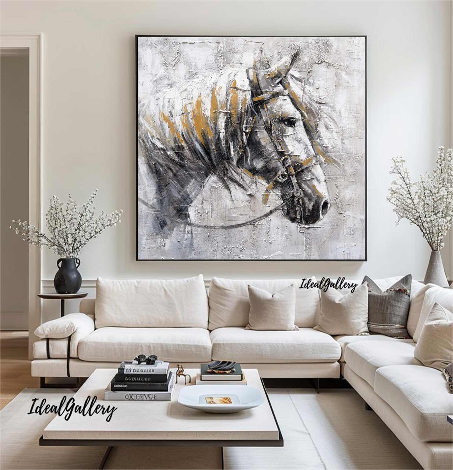 Ferghana horse painting black horse head painting Horse oil painting horse head painting Animal Painting black horse head painting