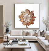 White And Golden Leaf Painting White and gold wall art White and gold Textured abstract Painting