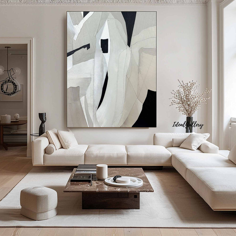 Beige and White canvas wall art Beige Minimalist Painting Beige Abstract art Beige wall Decor