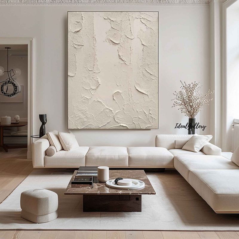 Beige Abstract art Beige canvas wall art Beige Minimalist Painting Beige wall Decor