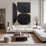 Large Black Minimalist Painting Black Minimalist wall art Black plaster art Black canvas painting