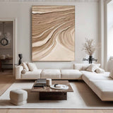 Beige Minimalist Wall Art,Beige Brown Abstract Painting,Large Beige Textured Painting